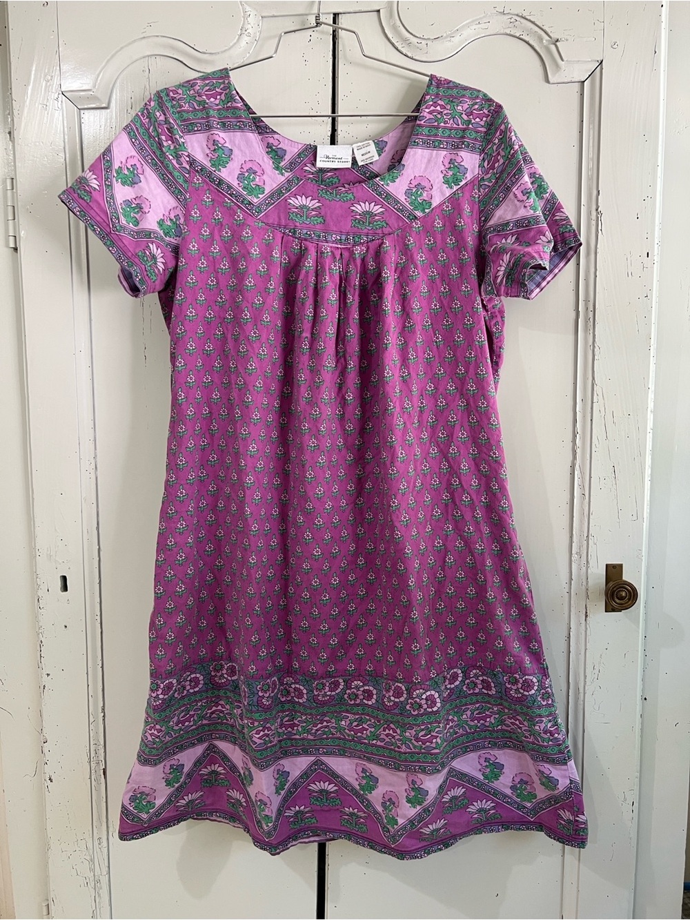 Vintage Vermont Country Store Floral Block Print Cotton Tunic Dress / Muumuu, M